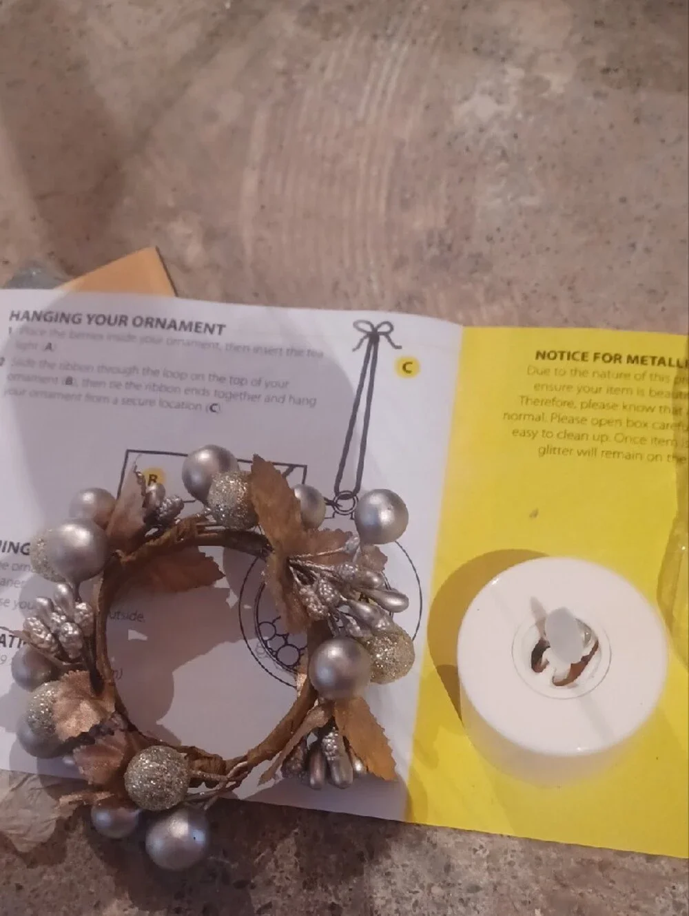Luminara Glass Ball Ornament with Silver Accents and LED Candle -